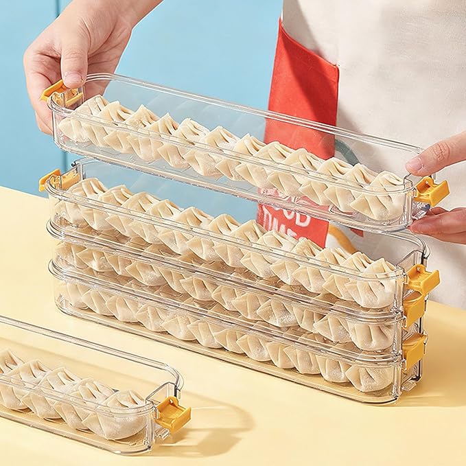 Multiple Tiered Freezer Storage Container With Clear Lids, Secure Stacking Systems, Clear Fridge Storage Container Perfect For Compact Refrigerators