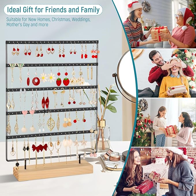 Earring Holder Organizer, Ear Jewelry Tree Organizer for Women, Earring Hanger with 5 Tiers & 120 holes