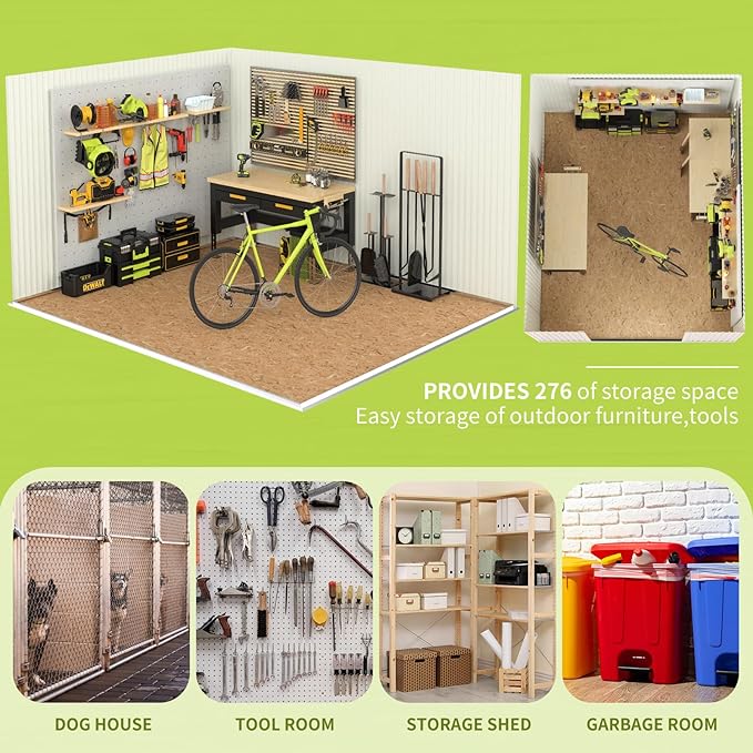 Metal Storage Shed,Outdoor Storage Building 8x6,Large Backyard Shed with Lockable Door,Waterproof Outside Storage Shed