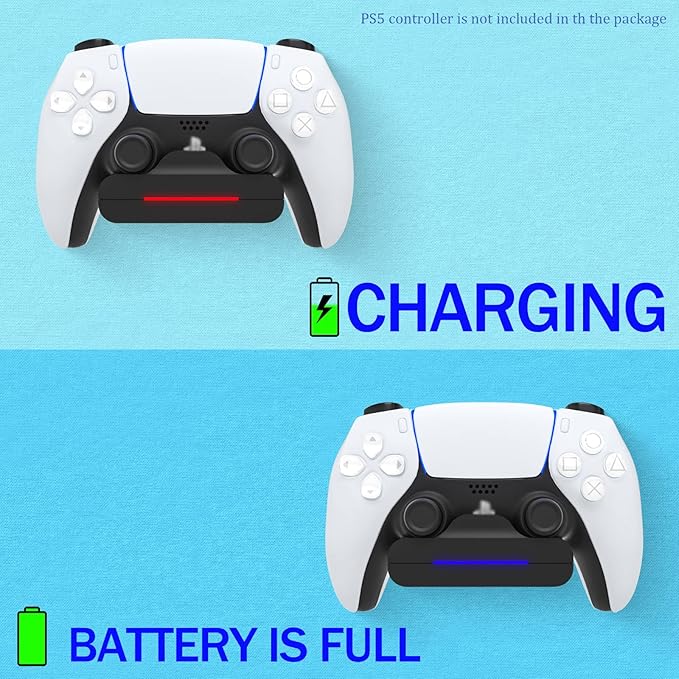 REEYEAR PS5 Controller Wall Mount Charger Dock with 3.3Ft Cord,Charging Station Holder fits for PS5 Pro Wireless Controller with LED Indicators Fast Charging Speed Cable,Space Saving