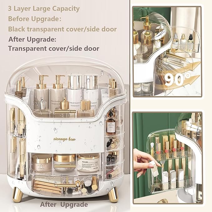 Upgrade Large Makeup Organizer Countertop Vanity Organizer Cosmetic Organizer Makeup Storage Box Bathroom Counter Organizer Perfume Skincare Organizers Gift Women Clear Design Easy Visibility