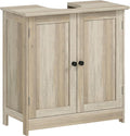 HOMCOM Under Sink Bathroom Cabinet, Pedestal Sink Storage Cabinet with 2 Doors, Shelf and U-Shape, Weathered Gray Oak