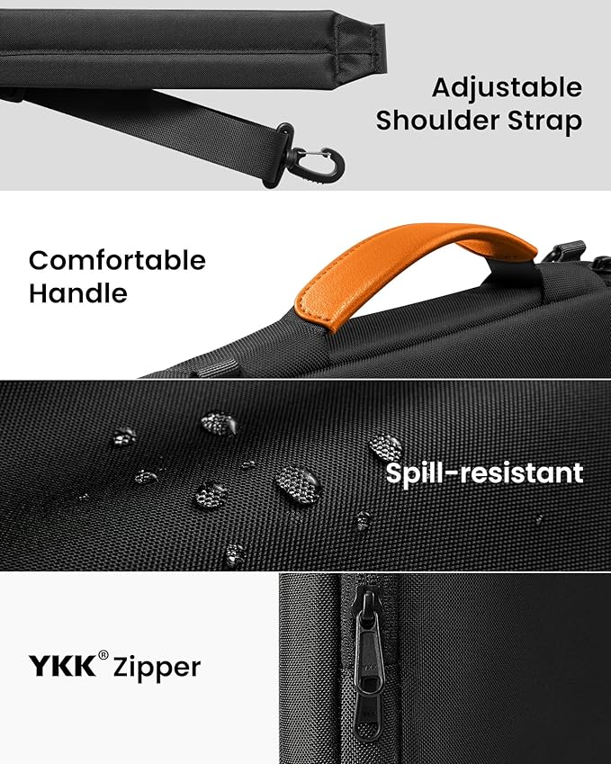 tomtoc 360 Protective Laptop Shoulder Bag for 15-inch 2025 MacBook Air M4/A3241, M3/A3114, M2/A2941, 15 Inch Dell XPS,15-in Microsoft Surface Laptop 7/6/5, Water-Resistant Laptop Accessory Sleeve Case