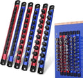 WORKPRO Magnetic Socket Organizer Set, 1/2" 3/8" 1/4" Drive Aluminum Alloy Socket Holder, 6PC Socket Rail with Removable Socket Clips, Socket Organizer Tray for Tool Box Drawer (Sockets Not Included)