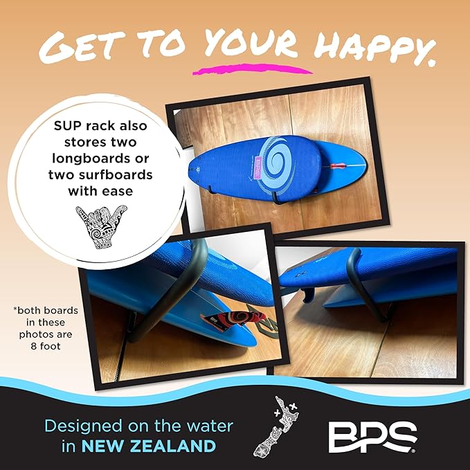 BPS Ultrastrong and Ultrapadded Steel Wall Rack for SUP Board with Marine Grade Stainless Steel Screws (SUP Board Rack)