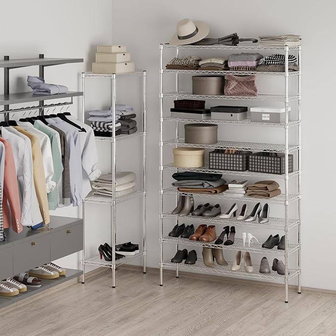 14" Deep x 48" Wide x 86" Height Wire Shelving Kit | 10-Tier | NSF Commercial Storage Rack Unit