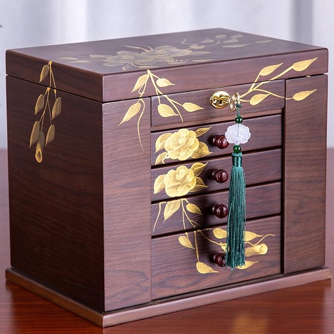 Wooden jewelry case Jewelry Box for Women Large Wood Organizer with Drawers and Mirror for Rings,Earrings, Necklaces,watches,jewelry boxes & organizers, Jewelry Boxes
