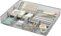 Annova Desk Top Organizer Tray for Office Organization - Metal Mesh - Storage Tray with Dividers for Pens, Desktop Accessories, Bathroom, Kitchen, Makeup and Office Supplies (Large, Silver)