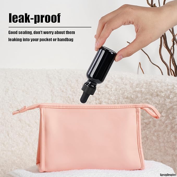 24 Pcs, 1oz Glass Dropper Bottle, Leakproof Tincture Bottles with Dropper, Black Reusable Eye Dropper Bottle for All Kinds of Liquids (Black,1oz-24pcs)