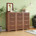 Mid-Century Modern Tall Wooden Dresser with 12 Spacious Drawers, Entryway Storage Chest with Smooth Metal Handles, Bedroom Clothes Organizer for Entryway, Office, and Small Spaces, Walnut X3