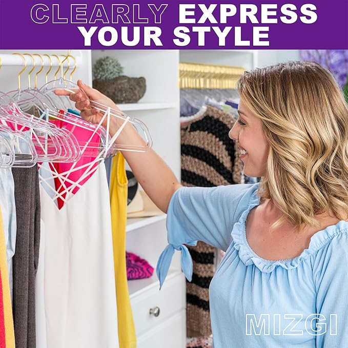 Premium Clear Invisible Acrylic Hangers, 20 Pack Ultra Slim & Space Saving Suit Hangers for Coats, Pants & Dress Clothes