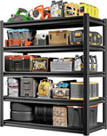 59" W Storage Shelves 2500LBS Garage Shelving Heavy Duty 5 Tier Adjustable Shelving Unit Metal Storage Rack for Basement, Pantry, Kitchen, Warehouse 19.7" D x 59" W x 72" H