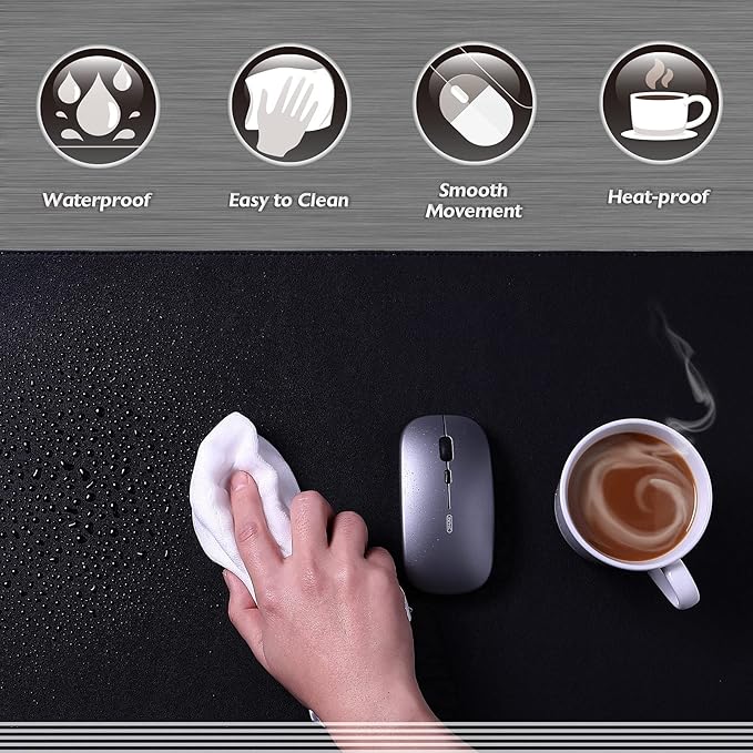 K KNODEL Desk Mat, Blotter, Dual-Sided Office Desk Pad, Waterproof Desk Mat for Desktop, Desk Blotters, PVC Leather Pad Protector (Black, 31.5" x 15.7")