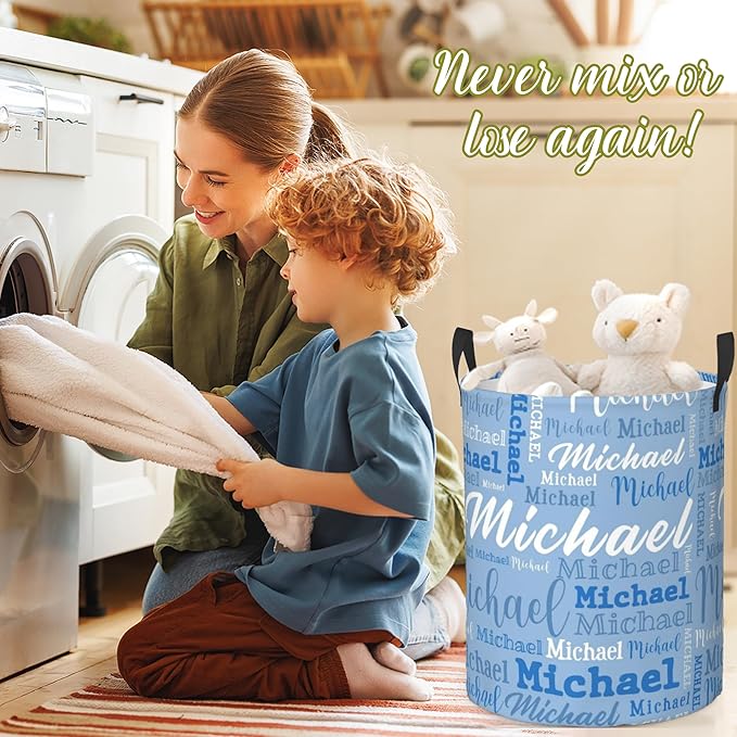 Custom Name Laundry Hamper, Personalized Laundry Baskets with Name for Boys Girls Women Men, Customized Collapsible Dirty Clothes Hamper Easy Storage Gifts for Bedroom Bathroom Living Room
