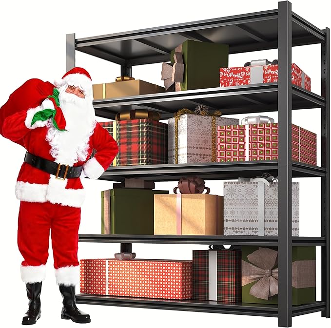 3000LBS Garage Shelving Units and Storage, Heavy Duty Shelf Rack, 5 Tier Shelves for Garage Storage, Metal Adjustable Shelf for Basement, Warehouse and Supermarket