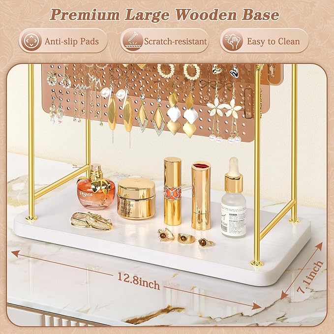 Earring Organizer, Earring Holder Display Stand with 3 Earring Storage Pegboards 568 Holes, Jewelry Organizer with Hook Rack for Stud Earrings Necklace, Acrylic Large Jewlery Hanger Towers for Women