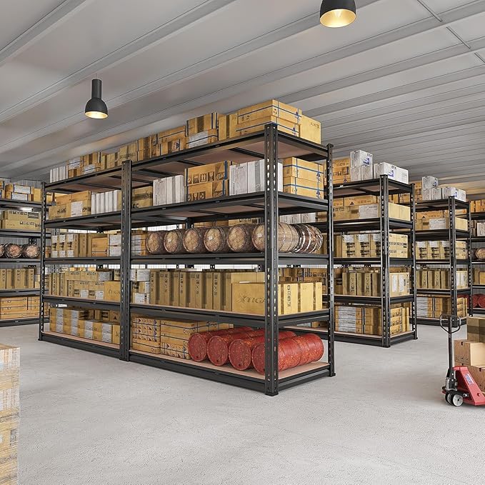 REIBII 48" W Garage Shelving 3020LBS Storage Shelves 5 Tier Heavy Duty Shelving Adjustable Garage Shelves for Basement, Warehouse, Commercial, Easy Assemble, 48" W x 72" H x 24" D, 2PC