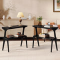 Set of 2 Solid Wood End Table, 2-Tier Side Table with Storage Shelf, Wooden Modern Accent Slim Bedside Table for Sofa, Living Room, Bedroom, Small Space, Easy Assembly, Black