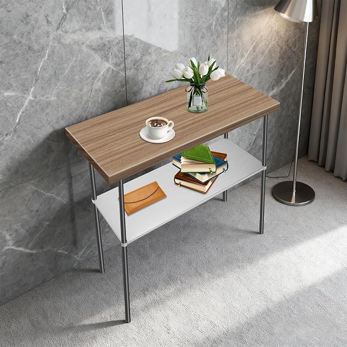Stainless Steel Under Shelf for Workbench, 57.09x21.65 Inch Adjustable Utility Shelf with Corner Sleeve Holes, Rectangular Metal Work Table Under Shelf for Kitchens, Living Rooms, Workshops, Garages