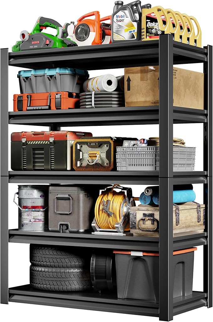 36" W Storage Shelves 2500LBS Garage Shelving Heavy Duty 5 Tier Adjustable Shelving Unit Metal Storage Rack for Basement, Pantry, Kitchen, Warehouse 15.8" D x 35.4" W x 72" H