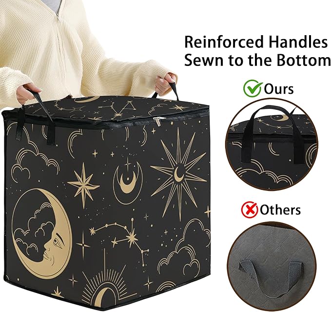 Large Comforter Storage Bag with Zipper,Closet Organizer for Clothes,Blankets,Quilts,Pillows,Fabric Storage Bags with Portable Handles 95L(2-Pack)