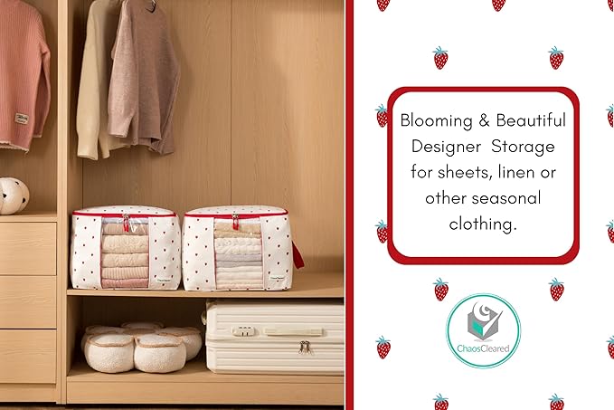 Canvas Storage Bags 2 Pack (Strawberry Bag 2 Pack)
