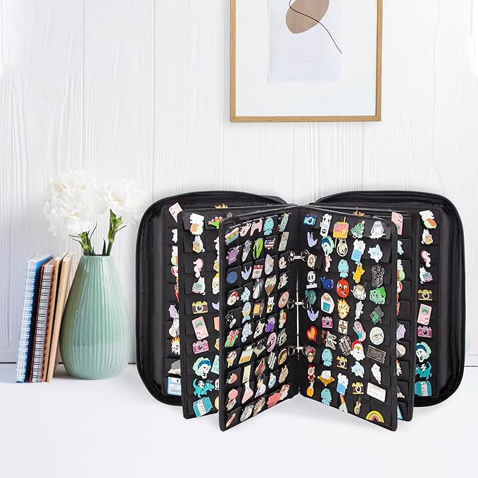 Enamel Pin Display Pages Pin Carrying Case, Pins Collection Storage Organizer Case, Travel Brooch Pin Display Bag (Pins Not Included)