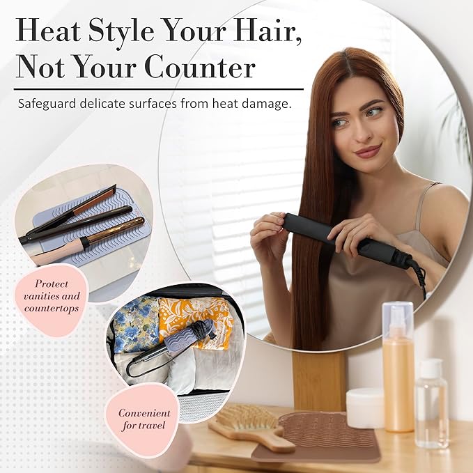 Heat Resistant Mat - Curling Iron Holder - Silicone Heat Resistant Mat - Makeup Mat - Hot Tools Mat - Hot Tools Flat Iron Holder - Vanity Decor - Vanity Accessories