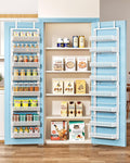 SNTD Over the Door Pantry Organizer - 8 Tier Adjustable Pantry Door Spice Organizer, Large Capacity Hanging Door Spice Rack for Kitchen Pantry Organizers and Storage (White, 12.3" W x 4.7" D x 69" H)