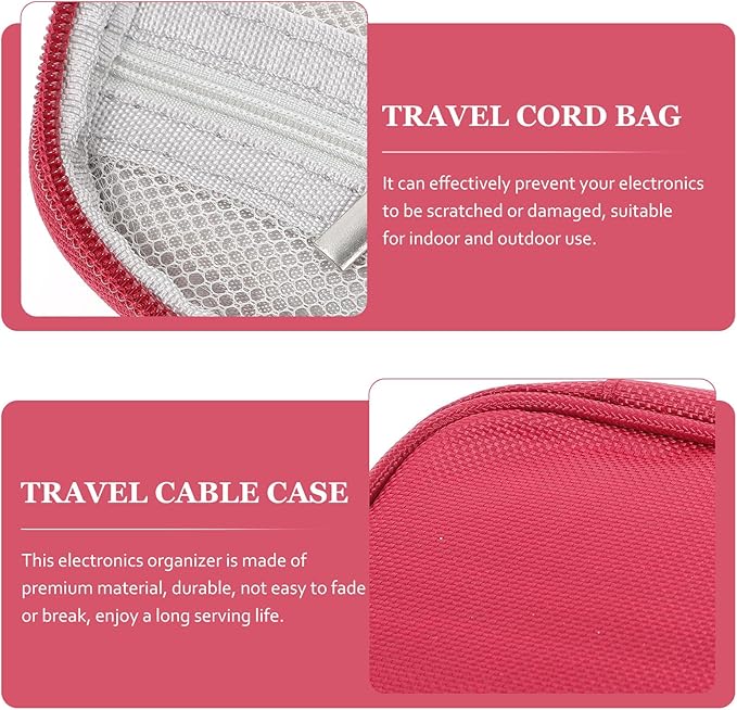 Travel Cord Organizer Pouch Accessories Storage Case for Charger Cables Earphones with Smooth Zip Closure Compact Travel Tech Essential for Women