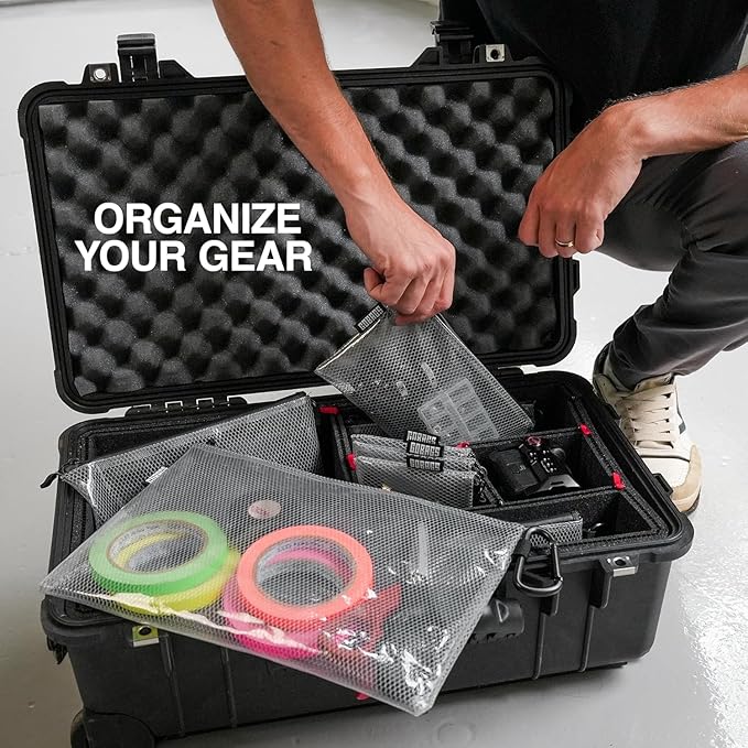 GOBAGS Air Production Medium Clear Zipper Pouch (4‑Pack) – Cable Organizer & Travel Gear Bag for Electronics, Camera Accessories, Tool Pouch & Small Tech Storage