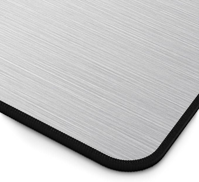 Brushed Metal Texture Desk Mat - Extended Mouse Pad & Desk Pad, Neoprene Surface, Non-Slip Rubber Base, Stitched Edges, Desk Protector for Keyboard & Mouse (Silver, 12x22)