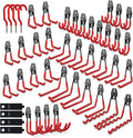 3-H Garage Wall Hooks 45 Pack, Garage Hooks Heavy Duty with Extra Welding Spots, Garage Organizer for Garden, Lawn, Chairs, Ladders, WeedEater, Shovel (Red)