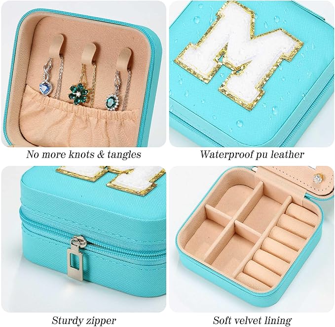 Parima House Warming Gift - Personalized Jewelry Holder Organizer for Travel | Preppy Stuff & Room Decor for Teen Girls | Travel Jewelry Case in Aqua Blue