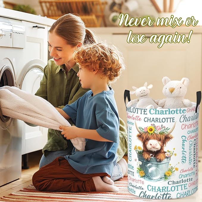 Custom Name Laundry Hamper, Personalized Laundry Baskets with Name for Boys Girls Women Men, Customized Collapsible Dirty Clothes Hamper Easy Storage Gifts for Bedroom Bathroom Living Room