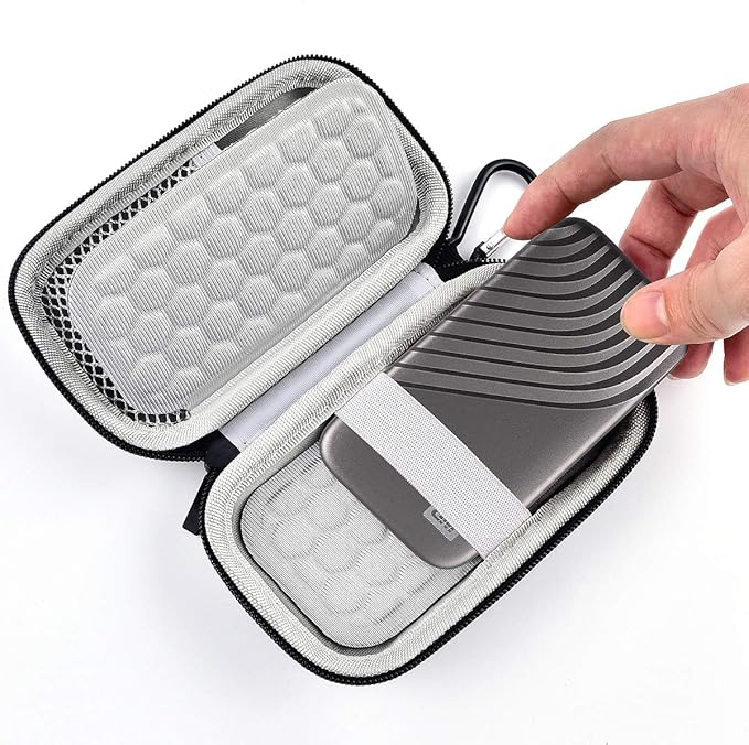 Case Compatible for WD 1TB 2TB 500GB My Passport SSD External Portable Drive-WDBAGF0010BRD-WESN, Carrying Storage Holder Bag Also fits for USB Cables(Case Only)