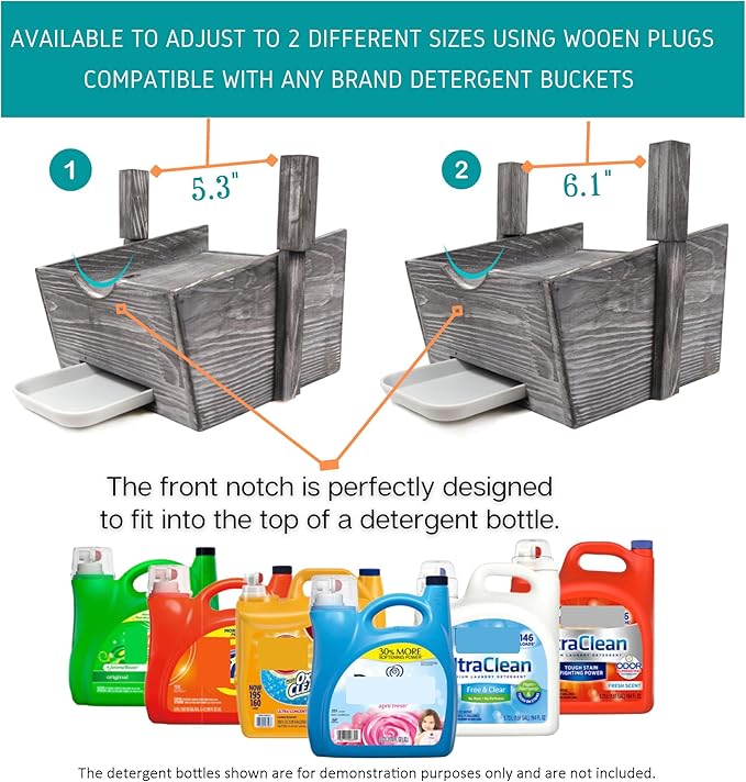 Besuerte Laundry Detergent Stand - Farmhouse Laundry Detergent Shelf - Liquid Laundry Detergent Holder - Laundry Soap Holder - Detergent Organizer For Laundry Room(Grey)