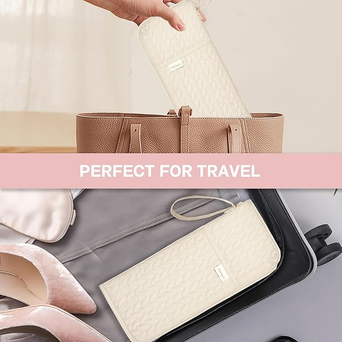 Hot Tools Organizer Heat Resistant Mat Case Hair Tools Holder Travel Bag Portable Hair Styling Tools Cover Pouch for Curling Iron,Flat Iron,Hair Straightener (Beige)