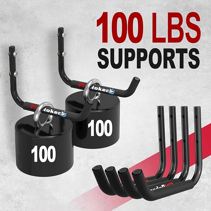Kayak Storage Rack – 100LB Wall Mounted Kayak Hook with EVA Padding | Kayak Wall Mount & Kayak Rack for Garage | Garage Storage Hooks for Canoes, Paddle Boards, Ladders, Bikes (Round Tube)