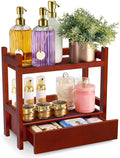 Sorbus Bamboo Bathroom Counter Organizer – 2-Tier Shelf with Hidden Drawer for Vanity, Matcha Station, Bathroom Sink Organizer Countertop, Kitchen & Office Storage (13″ L x 6.5″ W x 12.6″ H) (Brown)
