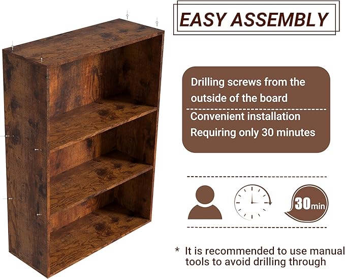 Wooden 3 Cube Storage Organizer,3 Tier Low Bookcase Storage Display Organizer, 33 Inch Versatile Cubes Shelf and Cubby Unit for Any Space (Brown, 3 Cube-W(23.6inch)