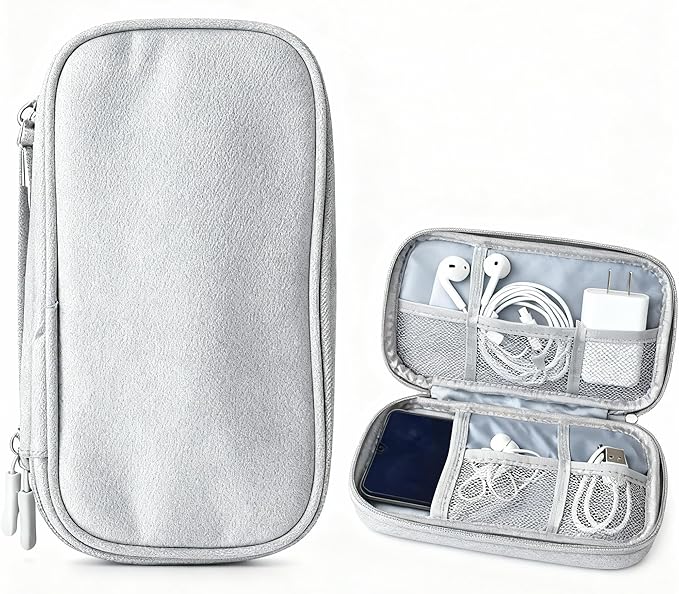 Travel Cable Organizer Tech Pouch: Portable Double Layers Cord Organizer Bag, Waterproof Travel Case Storage Bag for Cord, Charger, Earphone, USB Disk, Electronic Accessories, Travel Essentials