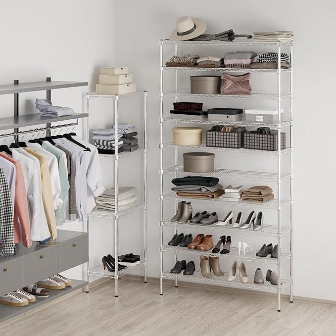 14" Deep x 48" Wide x 96" Height Wire Shelving Kit | 10-Tier | NSF Commercial Storage Rack Unit