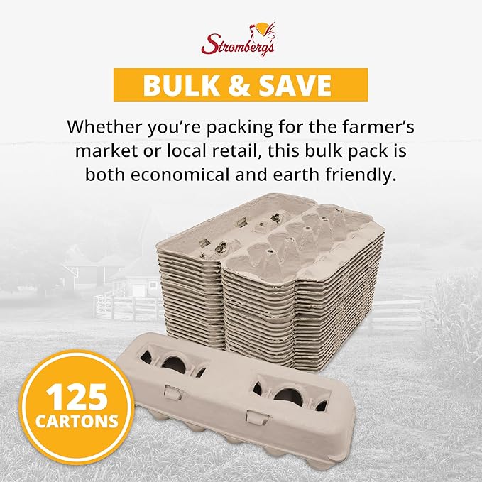 Stromberg's Large Blank Egg Cartons, Bulk Pack for Large Eggs, Perfect for Custom Branding, Safe & Secure Egg Storage, Convenient Stacking for Easy Transport and Storage, 250 Pack