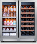 Ca'Lefort 30 Inch Wine and Beverage Refrigerator, 80 Can and 33 Bottle Wine Fridge Dual Zone 36-72°F, 3 LED Beverage Fridge Built in or Freestanding, Perfect for Home/Kitchen(6.00 cu.ft)