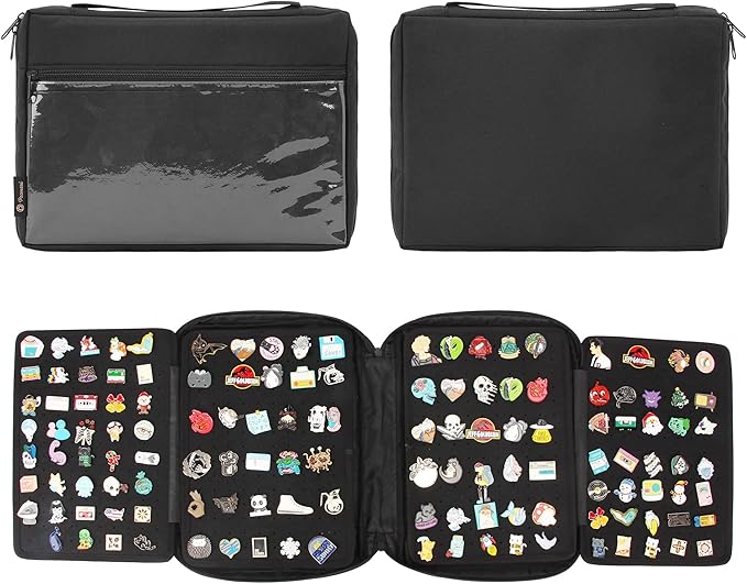 Enamel Pin Display Pages Pin Carrying Case, Pins Collection Storage Organizer Case, Travel Brooch Pin Display Bag (Pins Not Included)