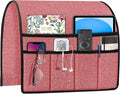 Joywell Armchair Organizer for Recliner Couch Remote Control Holder Armrest Organizer Non Slip Sofa Arm Chair Caddie with 6 Pocket Storage for Magazine, Tablet, Phone, iPad, Rose Pink‌