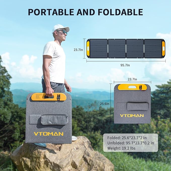 VTOMAN Jump 600X Solar Generator with 200W Solar Panel, 299Wh Portable Power Station with 2x 600W AC Outlets (Surge 1200W) for Outdoor Camping, Vehicle Emergency, Electric Backup