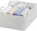 StorageWorks Storage Bins, Fabric Storage Bins for Shelves, Storage Baskets with Metal Frame, Closet Baskets and Bins with Handles, Khaki and Beige Stripes, 2-Pack