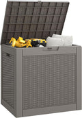 30 Gallon Outdoor Storage Deck Box Waterproof,Garden Tool,Backyard Cushion,Poolside Storage,Small Delivery Boxes for Outside,Lockable Lid,Rattan Grey